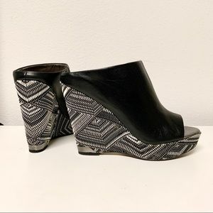 Sam Edelman Kylie Black Leather Wedge Mule